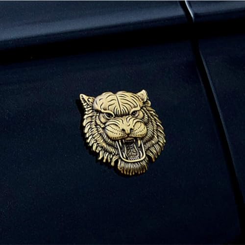 Image of JVCV 3D Metal Tiger Sticker Chrome Logo Decal Emblem Badge for All Cars Bikes Laptops Headphones Helmets Home Office Accessory (Tiger, Bronze)