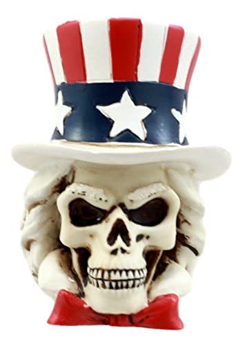 Ebros Cadeau Uncle Sam Wants You Miniature Figurine Tête de Mort Squelette Patriotique Buste Statue décorative