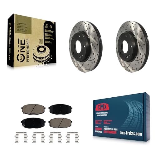 Transit Auto Front Coated Drilled Slotted Disc Brake Rotors And Ceramic Pads Kit Replacement For Kia Hyundai Kona Forte Soul Seltos Elantra GT Forte5 KDC-100042 by Transit Auto - Used condition - CA$63.33