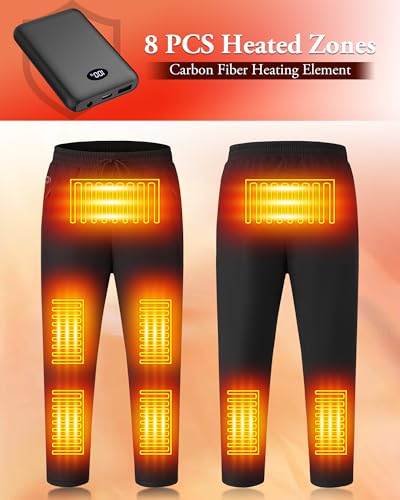Foiueyga Beheizbare Hose Elektrische Hose mit DC Power Bank 10000mAh Wasserdicht Heizhose für Outdoor Körper Warm Skifahren, M
