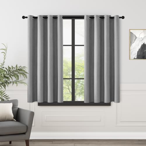 ChrisDowa Grey Blackout Curtains 54 Inches Long 2 Panels for Bedroom