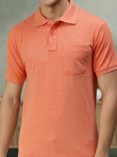 Image of Lux Cozi Men's T-Shirt with Chest Pocket | Polo T-Shirt for Man | Plain Casual Stylish | Half Sleeve| Cotton Blend Collar Polo T-Shirts for Men