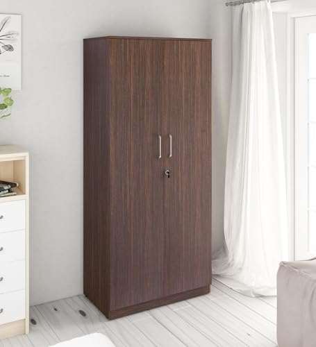 Image of Axel 2-Door Wardrobe | Engineered Wood | Elegant & Sturdy | Choco Walnut Finish | Water & Scratch Resistant | Knock Down | 3 Years Warranty