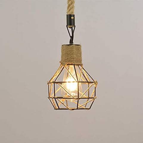 Pendant lamp Vintage E27 Hanging lamp Dining Dining Table Industry Hanging lamp Height Adjustable Hemp Rope Decorative lamp Pendant lamp Inside Cafe bar Restaurant Lighting Classic Design Ø15cm Cover