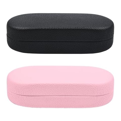 ZKFLLO 2 PACK Large Hard Shell Sunglasses Case, Protective Case For Sunglasses and Eyeglasses (black+pink) Cover