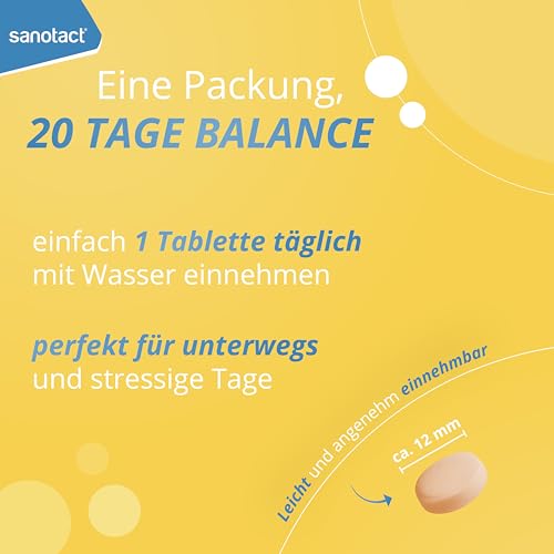 sanotact Glücksgefühl (20 Tabletten) • Natürlicher Stimmungsaufheller hochdosiert • Vitamin Tabletten mit Zitronenmelisse, Vitamin B Komplex, L-Tryptophan & Magnesium • B-Vitamine