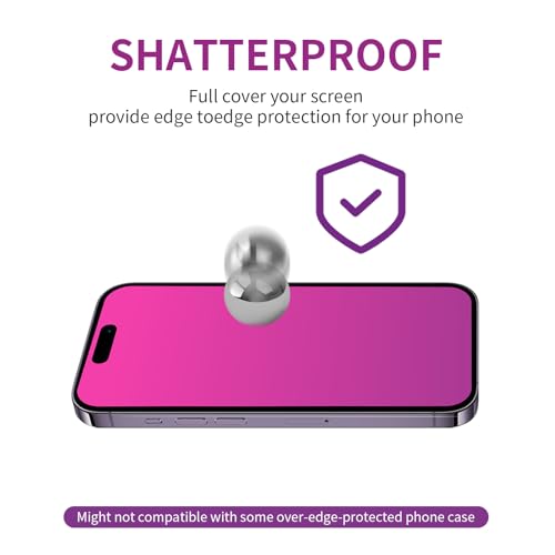 Image of Privacy Screen Protector for iPhone 15 Pro Tempered Glass [2 Pack] Gradient Anti Spy Private Film Accessories Anti Blue Light 9H Hardness Easy Installation Bubble Free Case Friendly [6.1inch]