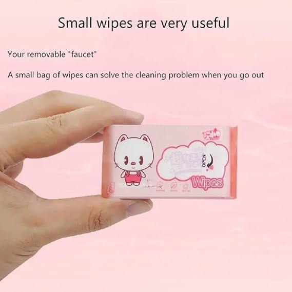 Sohansh Mini Baby Wipes – Disposable Pocket Travel Wet Tissues for Baby Hand & Face Care, Skin Cleaning & Makeup Removal-(1 Pack x 64 Wipes) (Pack of 1, Mini) 1