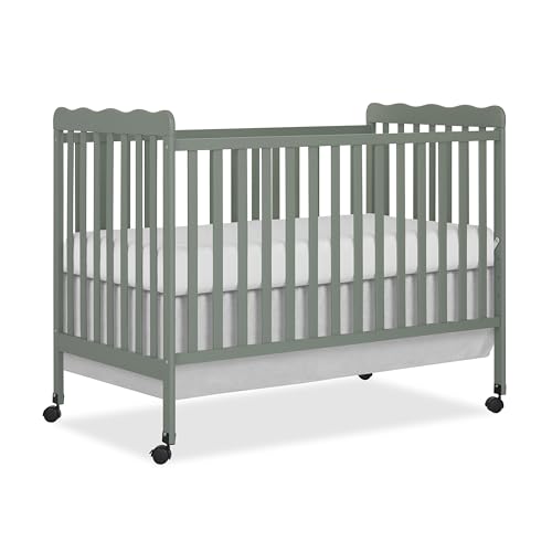 Image of Dream On Me Carson Classic 3-in-1 Convertible Full-Size Baby Crib in Meadow Green, GreenGuard Gold & BSA, 4 Mattress Heights, Converts to Day & Toddler Bed, Locking Wheels, Classic Nursery Design