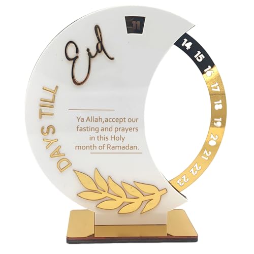 Uposao Calendario de Adviento de Ramadán,30 Días Ramadán Cuenta Regresiva Calendario Rotativo,Acrílico Calendario Digital Rotativo de Eid para decoraciones de fiestas islámicas de Ramadán