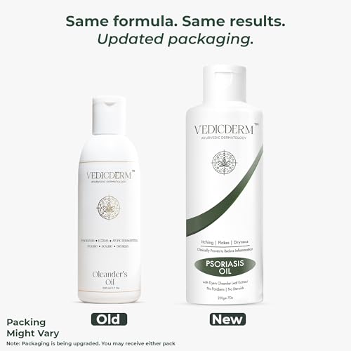 Image of VEDICDERM Natural Psoriasis Oil | 2-in-1 Skin + Scalp Relief for Skin Care Oil, Steroid-Free Formula for Dry, Itchy, and Flaky Skin, Helps Reduce Redness & Irritation, Promote Hydration (200ml Pack of 1)