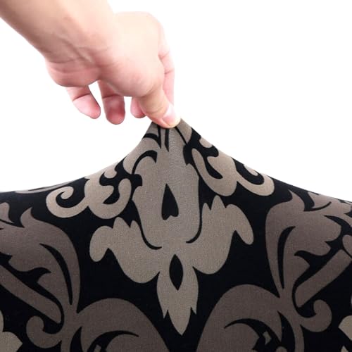Image of House of Quirk Wingback American Side Chair Slipcover-Accent Chair Cover Slipcover with Arm,Washable Dining Chair with Nailed Trim Protector for Dining Living Room Pcak of 4 (Black Motif)