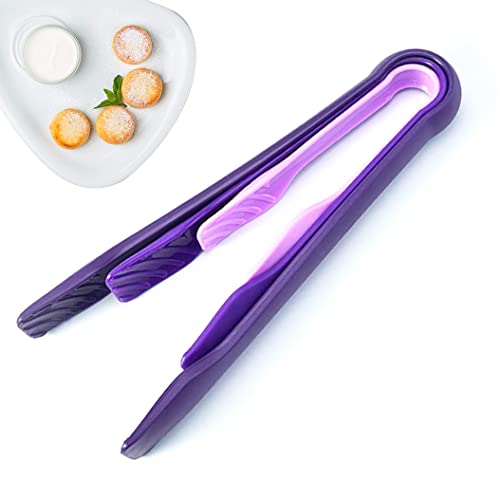 Image of YANCI 3 Pcs Reusable Plastic Kitchen Serving Tongs, Non-Slip Bread Clip for Cooking, Salad Tongs, Colorful Tongs, Catering and Everyday Use (Purple)
