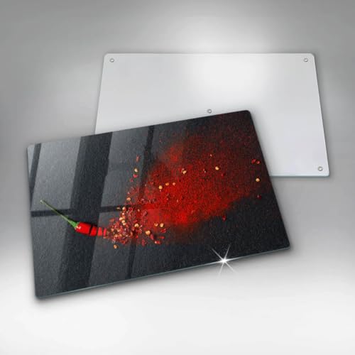 Planche à Découper Induction Wallfluent 80x52cm en Verre Décor Piment - 6