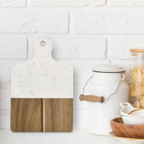 Tabla de Cortar para Quesos y Embutidos HIC Kitchen, Mármol Cultivado y Madera de Acacia, Rectangular, 33,02 x 21,46 x 1,27 cm miniatura 2
