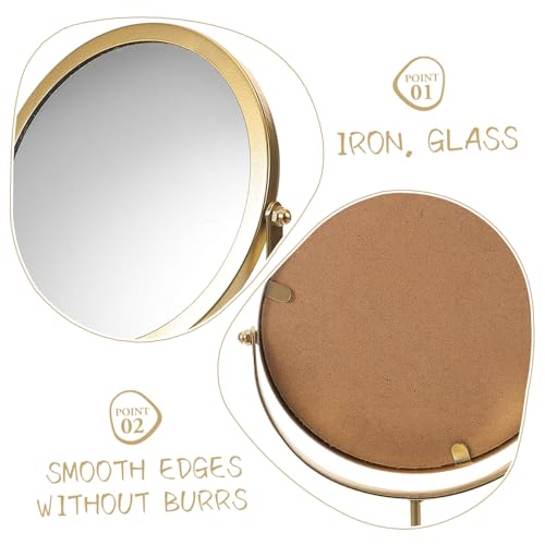 Espejo de Mesa Redondo Dorado para Maquillaje miniatura 3