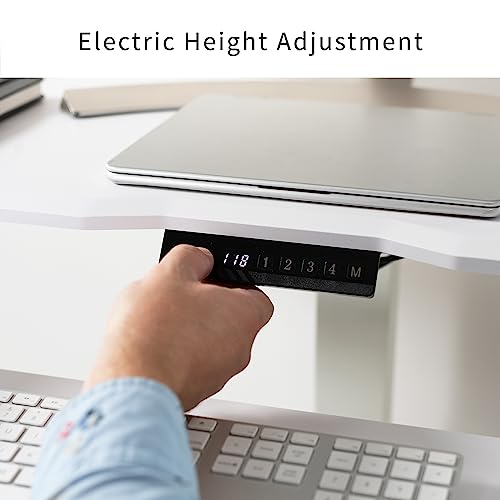 Vivo White Electric Mobile Height Adjustable 36 Inch Dual Platform Standing Desk With Wheels, Rolling Small Space Table, Sit Stand Workstation, Desk-V111Vtw #TOP6