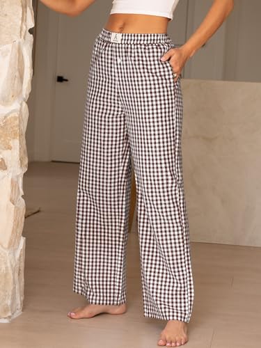 Image of ANRABESS Womens Gingham Striped Boxer Pants