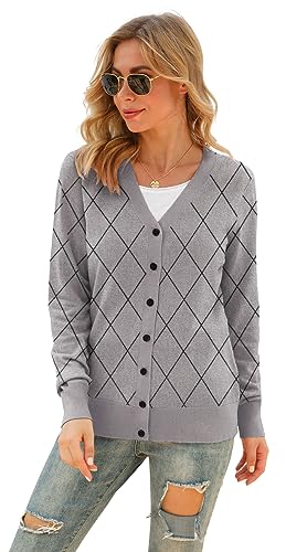 Image of VIISHOW Women Long Sleeve Button Down V Neck Lightweight Basic Knit Sweater Cardigan