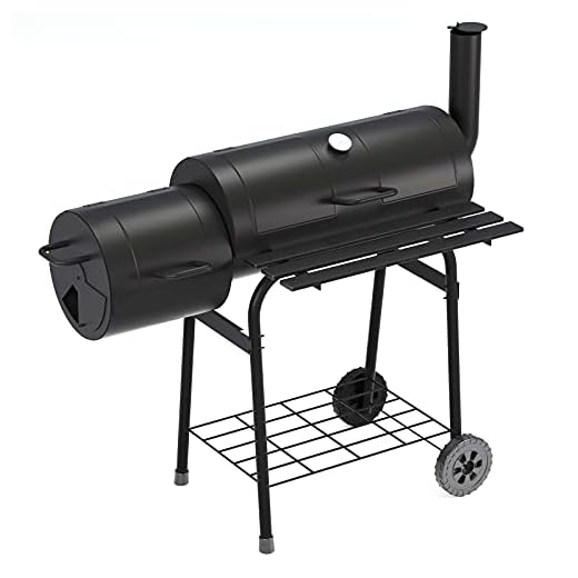 Panfrying Charcoal Grills Offset Smoker,Combo with Large Cooking Area,Black,for Outdoor Patio and Backyard BBQ Grill