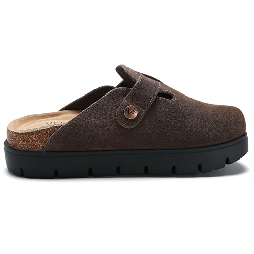 Image of Genuine Suede Clogs for Women Platform Shoes,Leather Comfort Potato Shoes Chunky with Arch Support, Casual Trendy Shoes Mules for Women