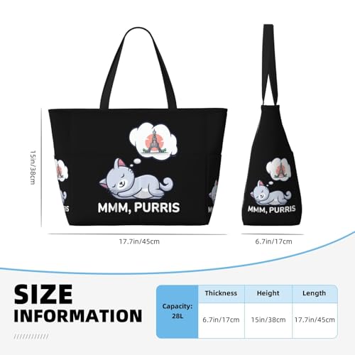 Funny Paris Cat Large Capacity Waterproof Beach Travel Bag With Multiple Pockets - Sandproof Tote For Swimming & Camping4