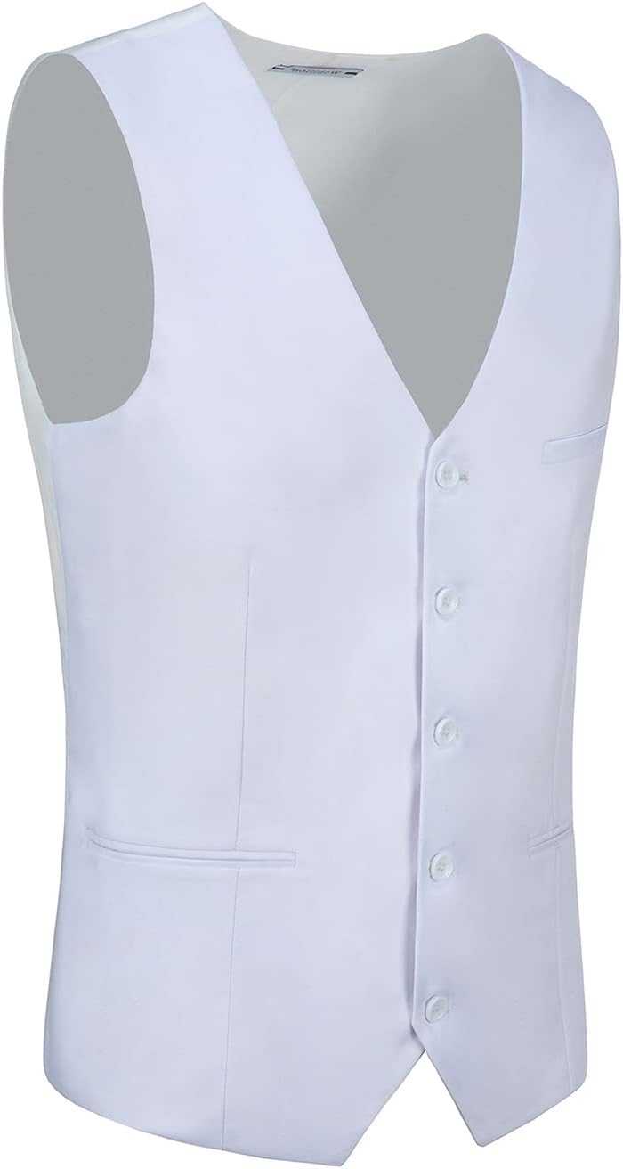 Men's Suits Vest V-Neck Sleeveless Slim Fit Jacket Groomman Casual Suit Vests for Wedding Formal Party Tuxedo for Men - Image 3