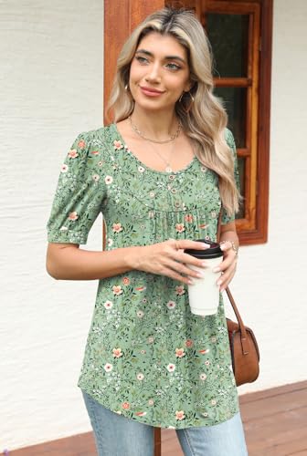 POPYOUNG Women's Tunic Loose Fit Dressy Blouse Ladies Elbow Sleeve Tops Wear with Leggings3