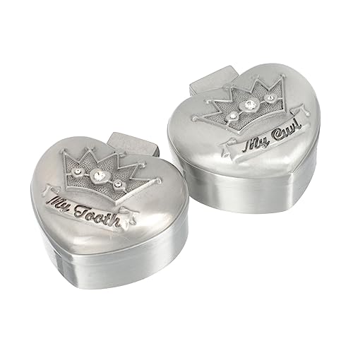 BESTonZON Collection Box 2pc Alloy Baby Tooth Holder Boys and Girls Tooth Storage Box First Tooth Keepsake Organizer Boys Girls Easy to Use