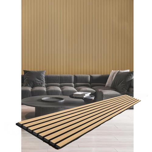AEVDOY 2-Pack Wood Slat Wall Panels 94.5 x 12.6 Inch, Stylish Interior Decor Slat Paneling for Living Room, Bedroom,TV Background Wall,Natural Oak