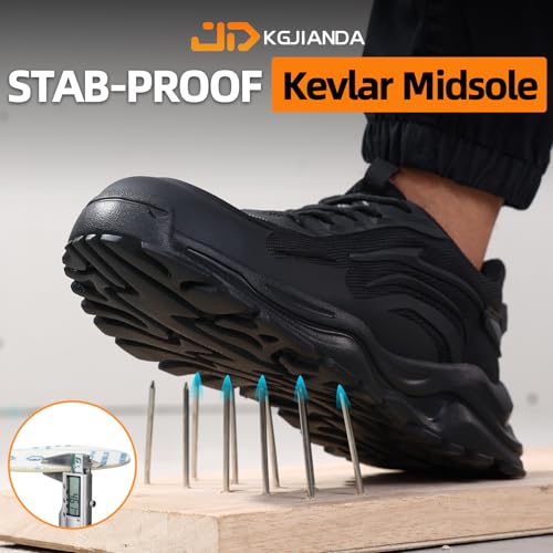 Image of Steel Toe Shoes for Men, Lightweight Safety Work Shoes, Breathable Puncture-Resistant Work Shoes for Warehouse, Factory and Light Construction