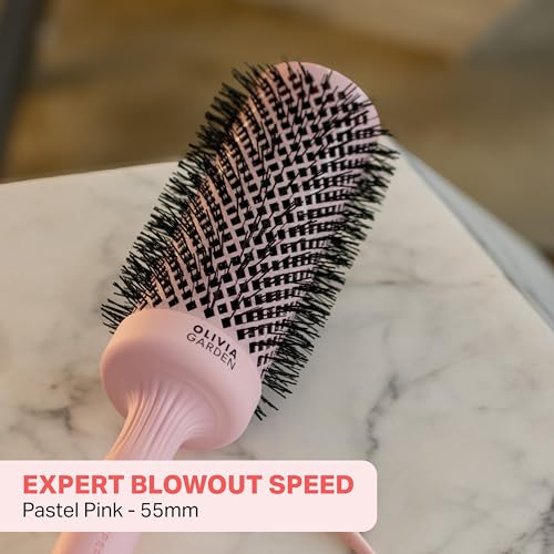Olivia Garden Expert Blowout Speed - Pastel Pink - 55 - Ceramic Coated Round Brush with Extra Long Barrel for 25% Faster Blowouts - Image 2