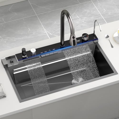 XDCXYD Lavello da Cucina di Diverse Dimensioni in Acciaio Inossidabile Vasca Singola Due Cascate Lavello per La Casa Lavabo per Verdure(90 * 50CM)