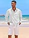 COOFANDY Mens Shirt Casual Button Down Cuban Guayabera Linen Cotton Hippie Summer Beach, White, Small, Long Sleeve