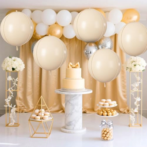Image of 9 Pcs Cream Round Foil Balloons,22 Inch Beige Round Balloons