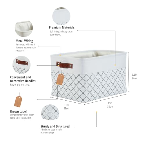 Image of DECOMOMO Foldable Storage Bin | Collapsible Sturdy Cationic Fabric Storage Basket Cube W /Handles (Navy Blue Pattern, Large - 15 x 11 x 9.5-3 Pack)