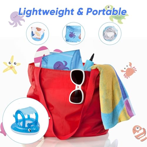Luteti Baby Pool Float with Canopy UPF50+ Sun Protection, Inflatable Baby Swim Float with Toy Play Console & Adjustable Safety Seat, Toddler Infant Pool Floaties - Image 6