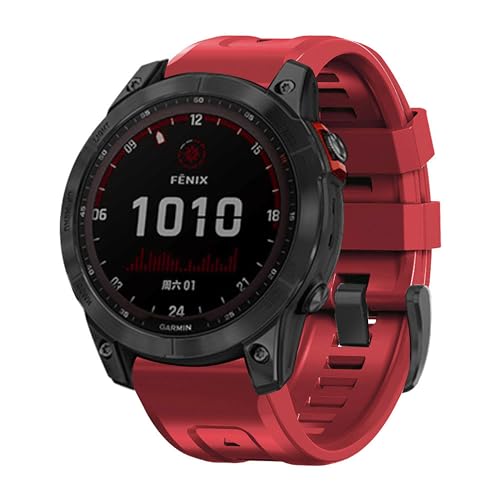CZhkg 22mm Silicona Correa de Reloj Wristband para Garmin Tactix 8 47mm AMOLED Strap, Respirable Correa Pulsera Deportiva Bands Repuesto Correa Brazalete para Garmin Fenix ​​​​8 47mm (rojo)