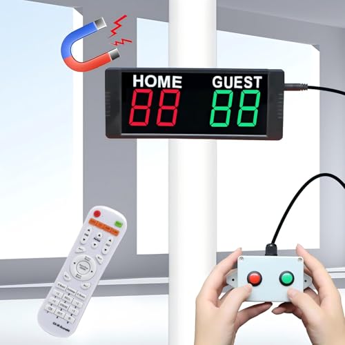 YZ Magnetic Battery Powered Cornhole Scoreboard,Portable Digital Scoreboard with Remote,Ping Pong Score Keeper with Buzzer,LED Electronic Scoreboard for Basketball/Baseball/Volleyball/Billiard Games