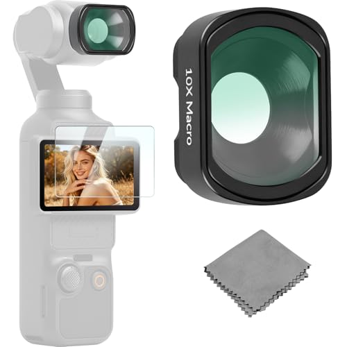 VITALUXE 10�{�}�N�������Y DJI Osmo Pocket 3 / Osmo Pocket 4�p ���C�N���[�Y�A�b�v�}�N���B�e�����Y�t�B���^�[ �|�P�b�g3/4�A�N�Z�T���[�p �}���`�R�[�g/HD���w�K���X�B
