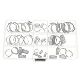 Homoyoyo 80pcs Adjustable Single Ear Hose Clamps Stainless Steel Crimp Pinch Fittings Hose Fastener Assortment Kit for Garden and Industrial Use