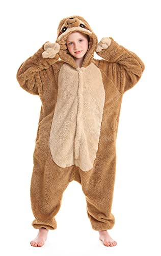 ATOZ Onesie for Kids, Animal Pajamas Halloween Cosplay Costume for Girls Boys, Sloth 8-9Y