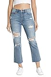 DAZE Women's Shy Girl High Rise Crop Flare Denim Jeans with Frayed Hem (Hot Spot, 30)