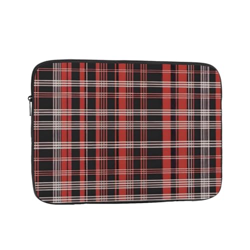 Custodia per Computer Portatile Plaid And Prints Borsa da Trasporto Multicolore Resistente per Laptop per Notebook Office 15In rosso nero