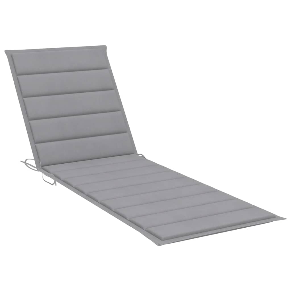 Ogrodowy leżak z poduszką szary lite drewno akacjowe regulowane oparcie z kółkami do ogrodu patio basenu wytrzymały 200x59/63x30/62/76/85 cm