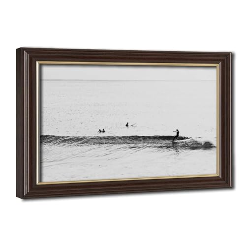 Poster rétro noir et blanc plage, le cadeau idéal pour passionné de surf