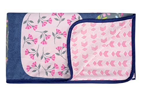 Image of BSB HOME Pure Cotton 120 GSM Reversible Soft Light Weight Printed Single Bed Blanket /AC Dohar /Summer /Skin Friendly Dohar-220 x 152 cm- Pink