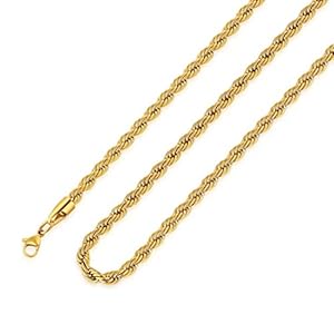M MOOHAM 2.5MM 3MM 4MM 5MM Black Silver Gold Plated Stainless Steel Twist Rope Chain Necklace for Men Women 16-36 Inch