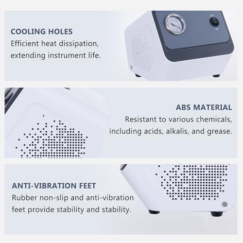 Pompe à vide de laboratoire – Filtration à membrane sans huile, vide max 0,09 MPa, pression positive 40 psi, vitesse de pompage 15 L/min, 20 l/min en option pour une utilisation en laboratoire
