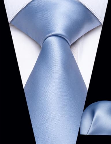 Image of Zipper Tie for Men Adjustable Pre-tied Satin Neckties and Pocket Square Set Solid Color Business Formal Wedding